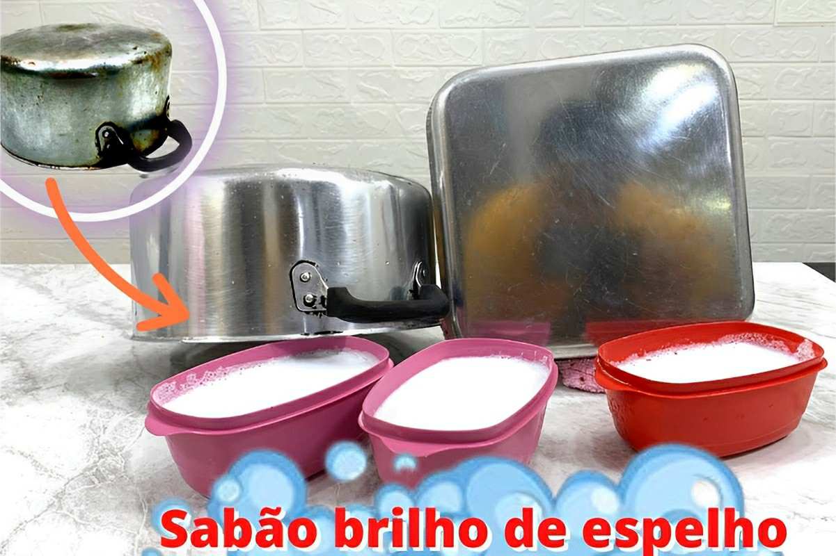 Sabão de brilho caseiro para tirar encardido e deixas suas panelas brilhando novamente