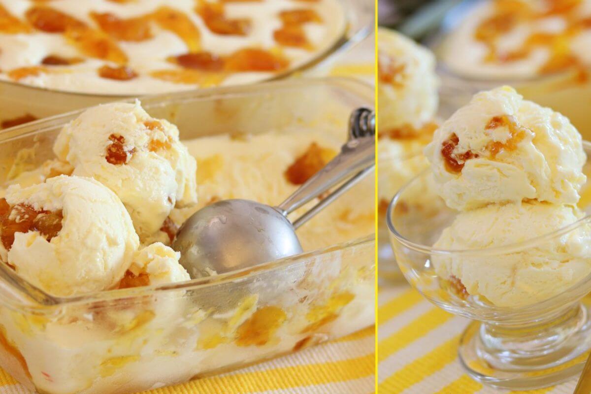 Esse é o melhor sorvete de abacaxi que já comi tem até pedacinhos da fruta no meio
