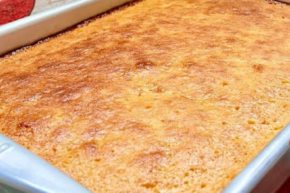 Bolo molhadinho sem farinha de trigo feito na assadeira grande