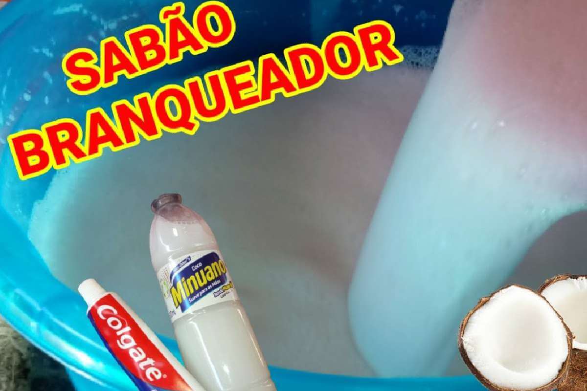 Sabão líquido branqueador que é uma beleza para lavar suas roupas amareladas