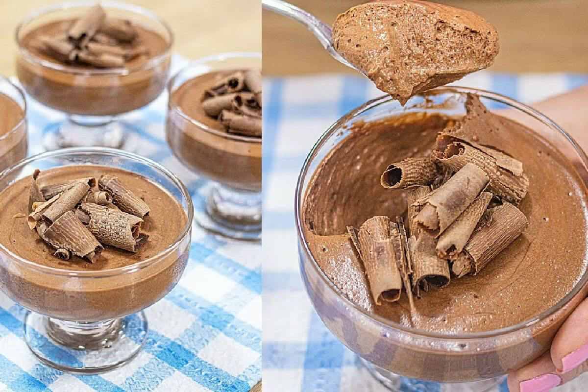 Mousse de chocolate muito gostoso feito com apenas 4 ingredientes