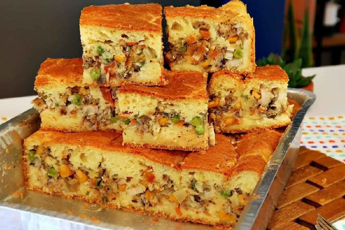 Torta de sardinha com um recheio delicioso e uma massa bem macia e fofinha