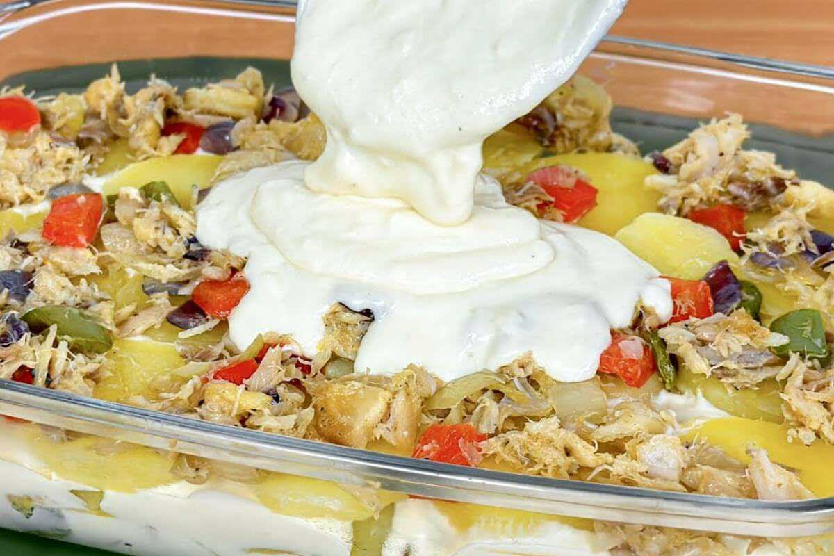 Especial semana santa: bacalhau gratinado delicioso e simples de fazer