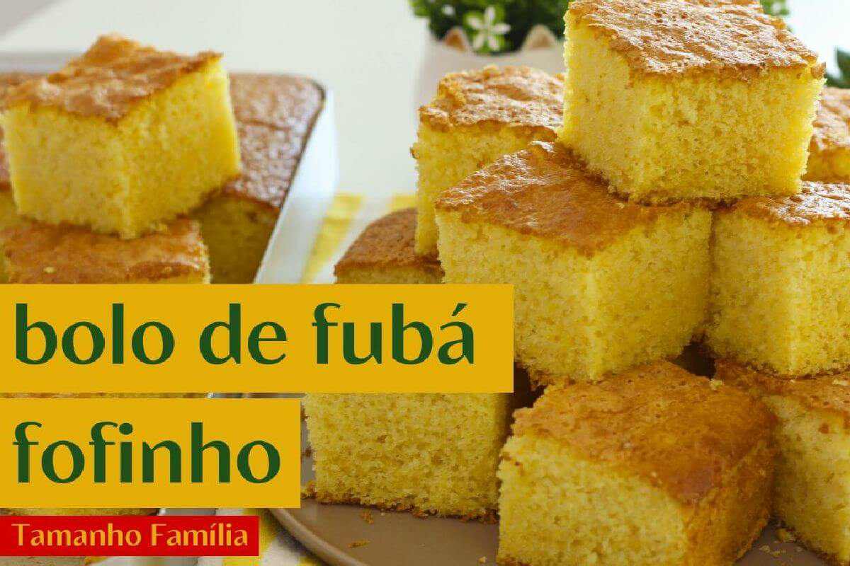 Bolo de fubá fofinho e macio para deixar a hora do seu café muito mais saborosa