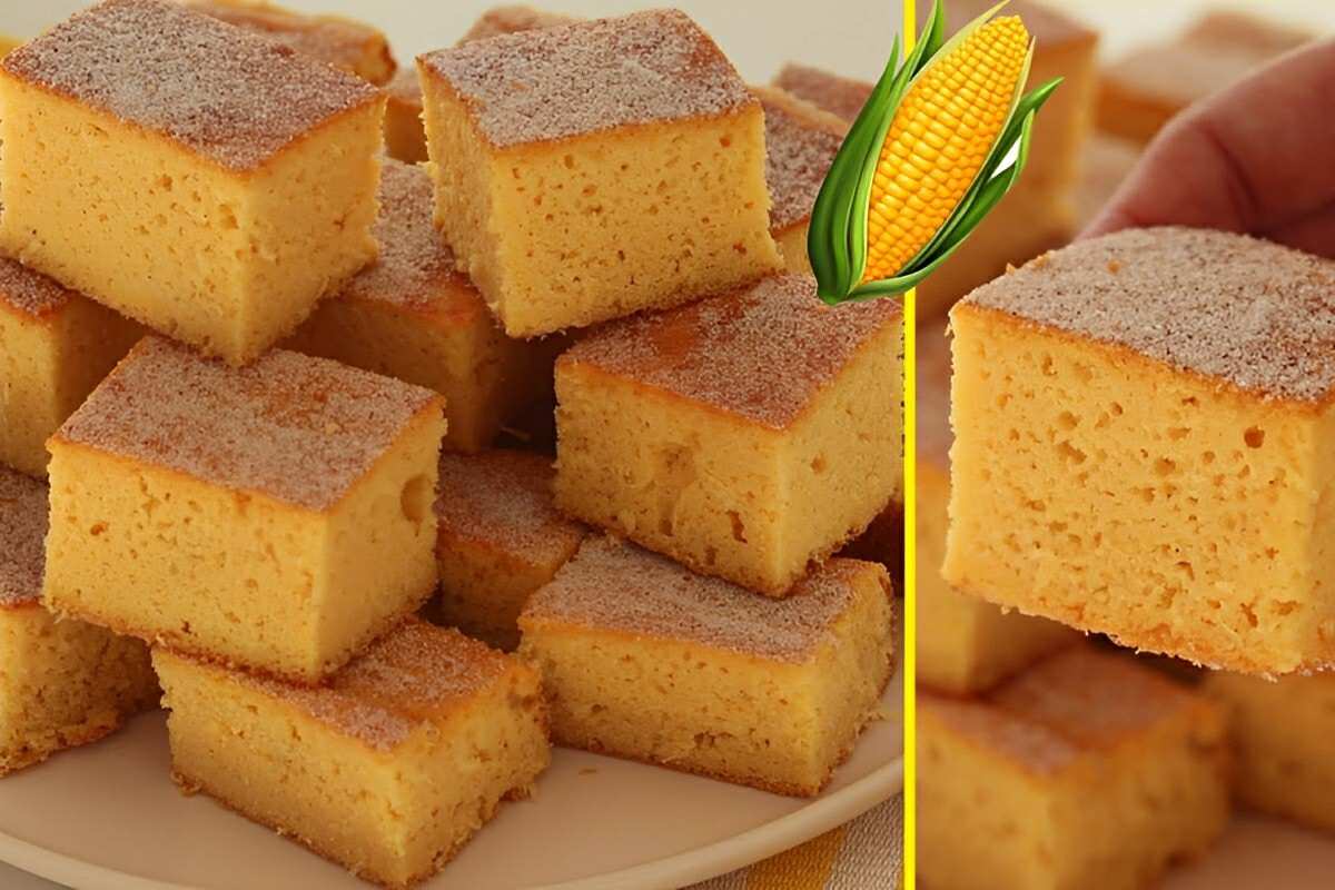 Bolo de milho de latinha delicioso para comer um cafezinho hoje a tarde