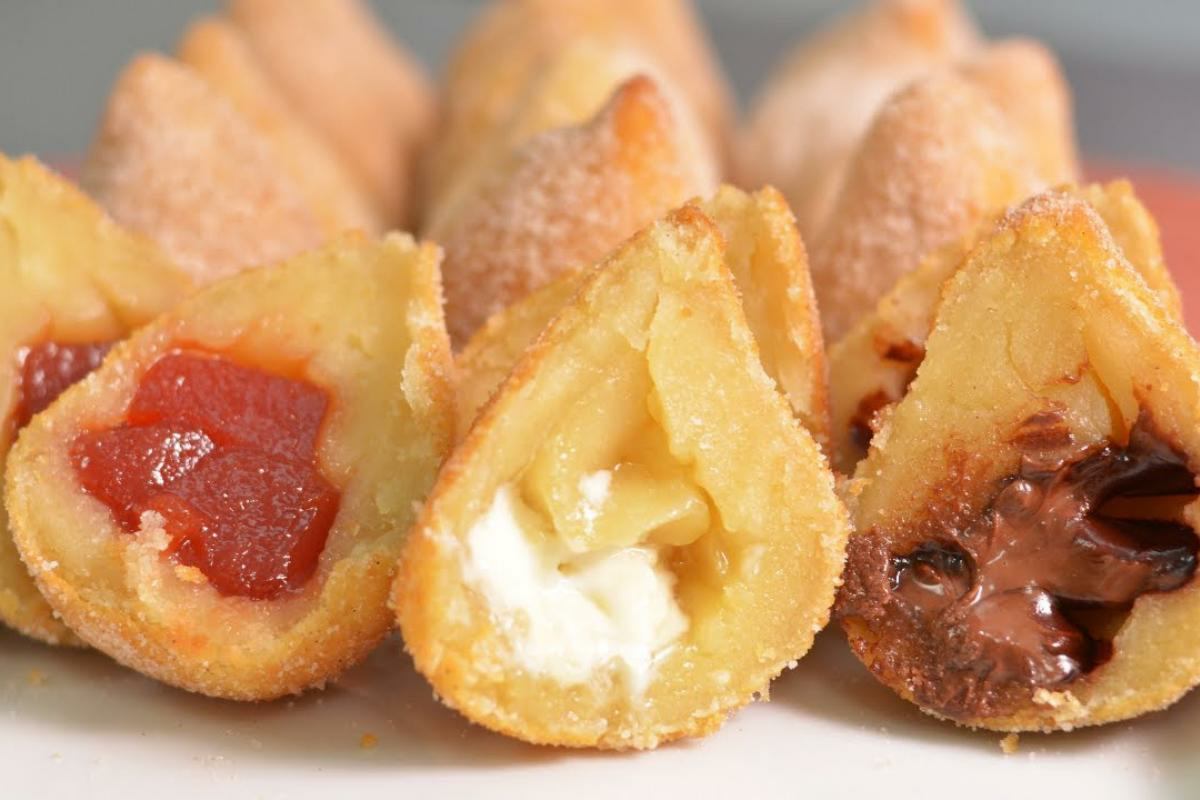 Coxinha frita doce dá para fazer vários recheios e você adorar todos eles