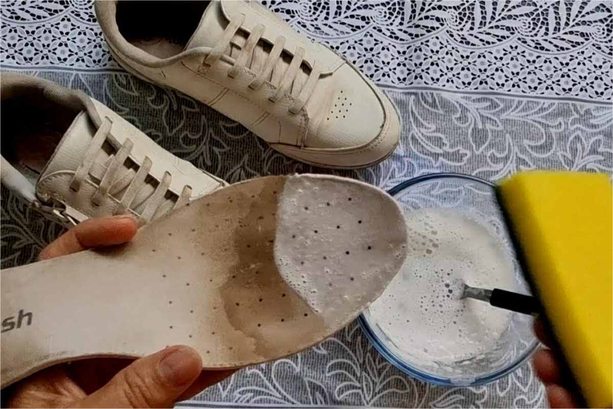 Misturinha para limpar calçados e tirar toda aquela sujeira encardida