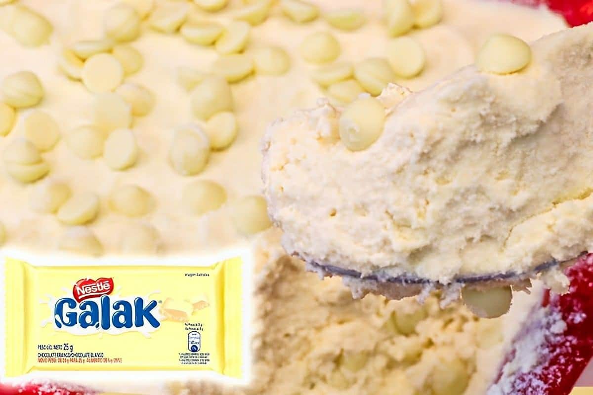 Mousse de chocolate branco que deixa todo mundo louco querendo mais uma colherada