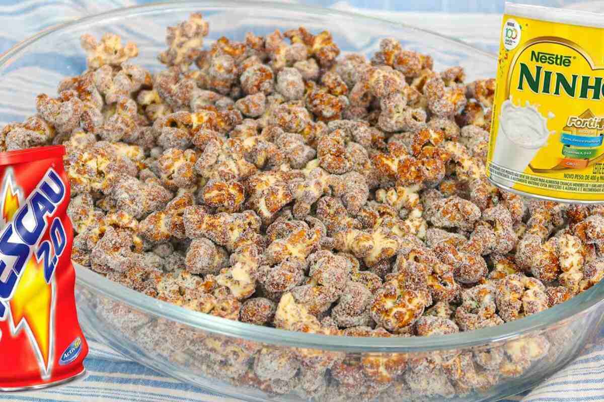 Pipoca de chocolate com leite ninho que vai fazer a alegria de todo mundo na sua casa