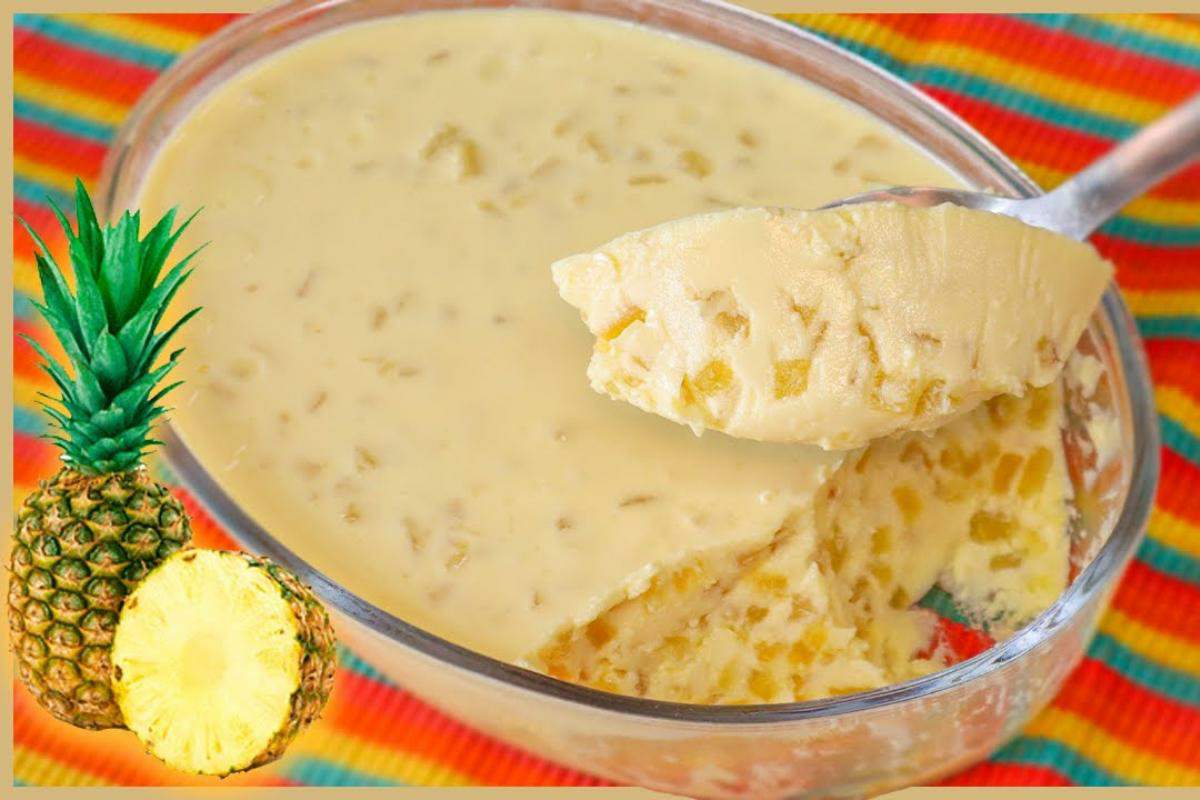 Sobremesa de abacaxi super cremoso para você servir depois do seu almoço de domingo