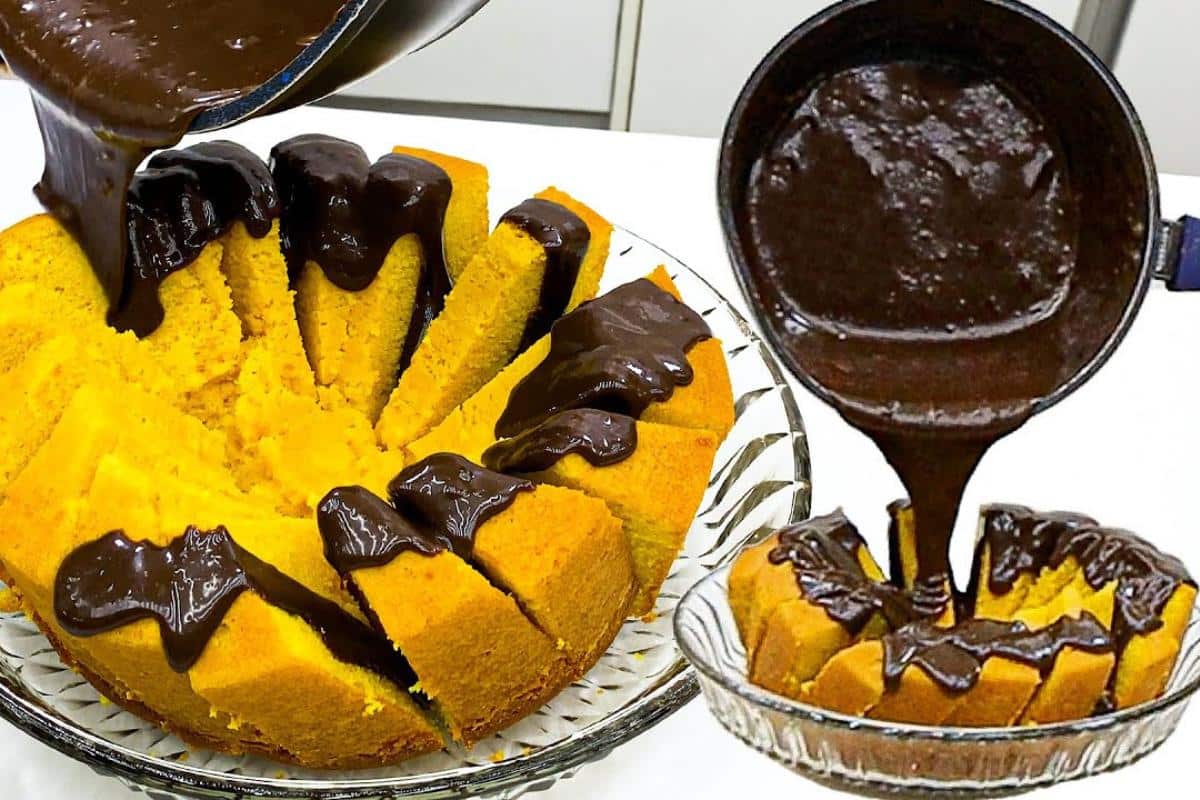 Bolo de cenoura com cobertura que todo mundo ama e pede mais um pedaço