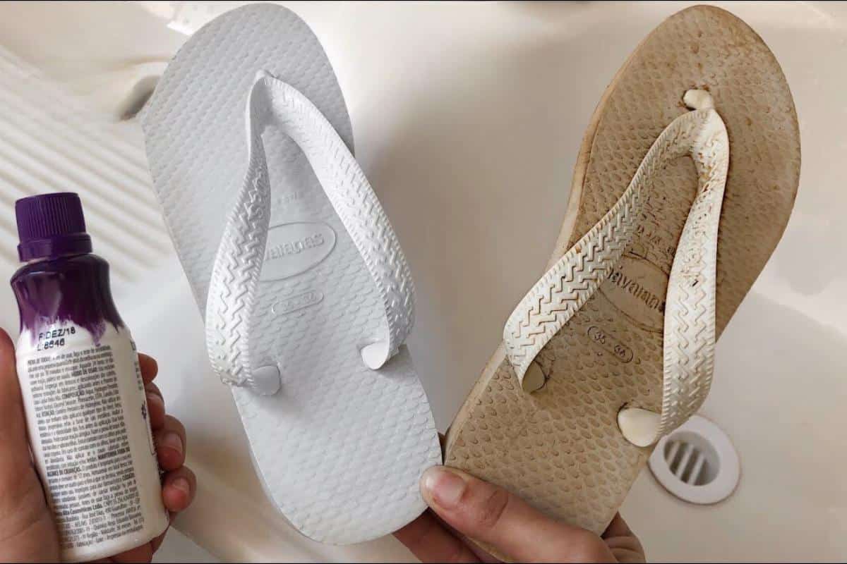 Como limpar chinelo branco encardido sem fazer esforço esfregando