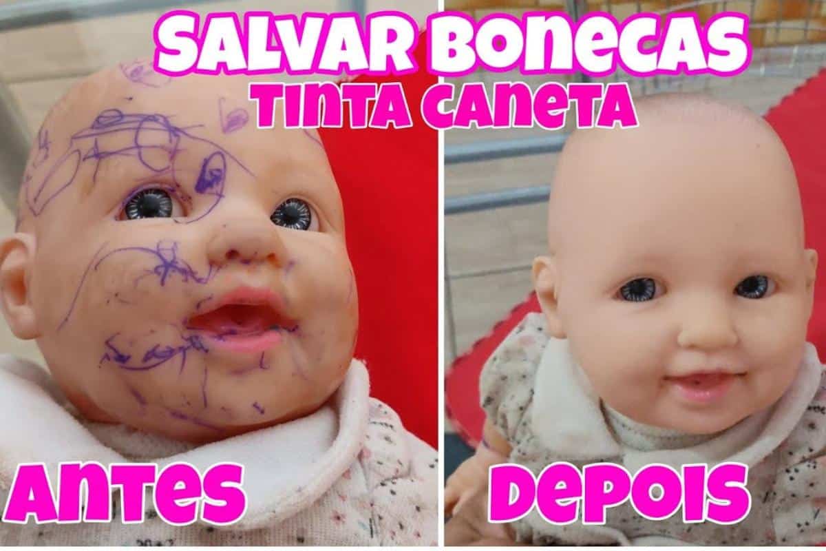Como tirar rabiscos de caneta de bonecas fácil que fica parecendo nova