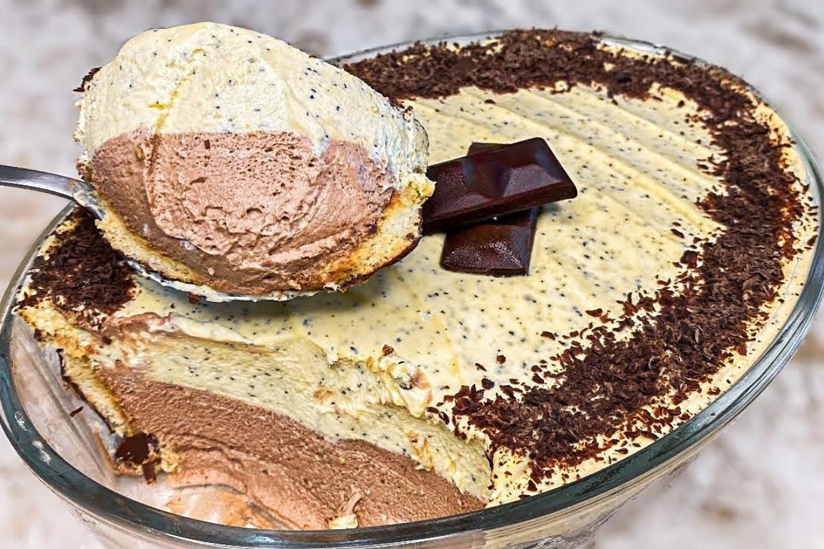 Receita de sobremesa gelada muito cremosa de 2 sabores para o dia das mães