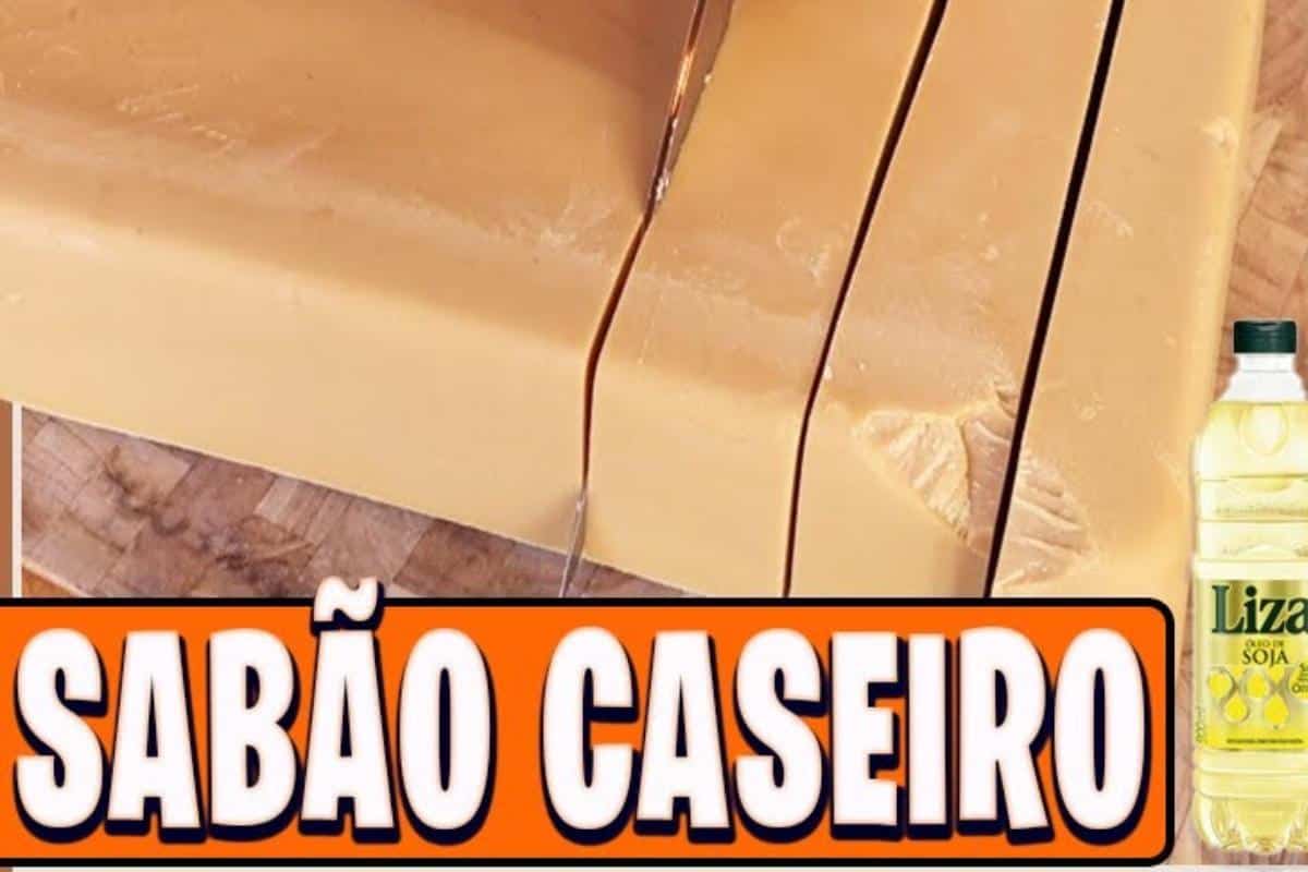 Sabão caseiro em barra com óleo que você iria jogar fora depois de fazer o almoço