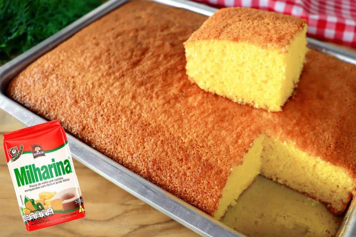 Bolo de milharina para o café da tarde muito fácil de fazer e fica maravilhoso