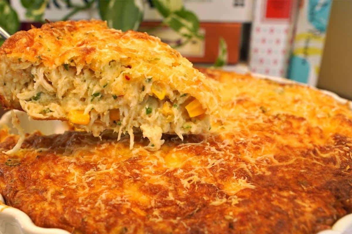 Torta de frango sem trigo na massa e um recheio super cremoso