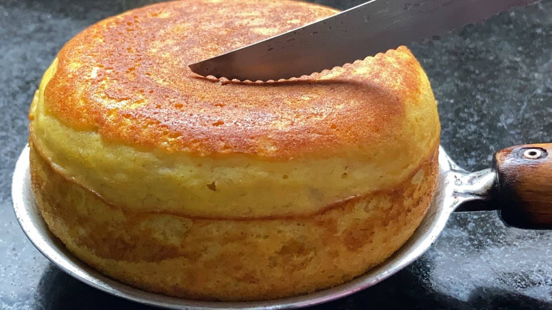 Bolo de frigideira zero lactose que não vai trigo e nem açúcar