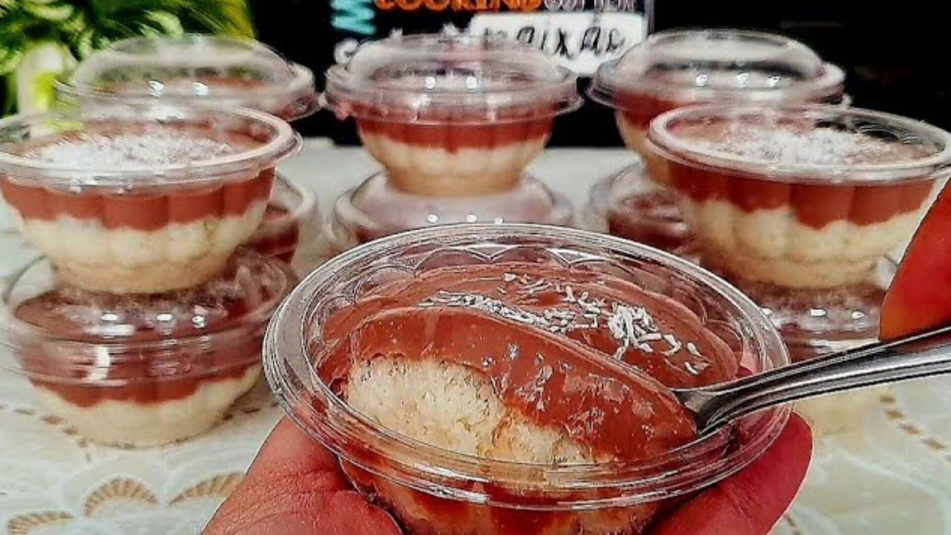 Sobremesa prestígio no potinho perfeita para você servir no almoço de natal
